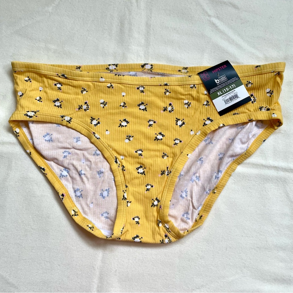 🌸 No Boundaries Cotton Hipster Panty Lunar Yellow Floral L